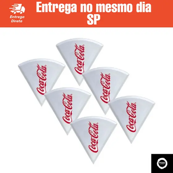 Jogo Oficial 6 Pratos Pizza Coca-Cola de Melamina 22cm - Branco