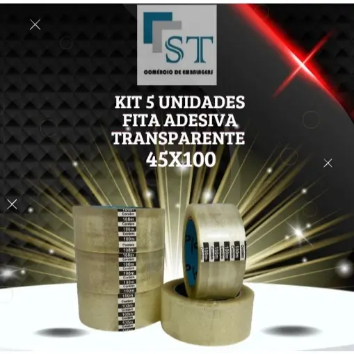 FITA ADESIVA TRANSPARENTE 45X100 KIT COM 10