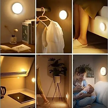 Iluminaria Sensor De Presença e Movimento Led Luz Noturna Inteligente Sem Fio Recarregável Usb