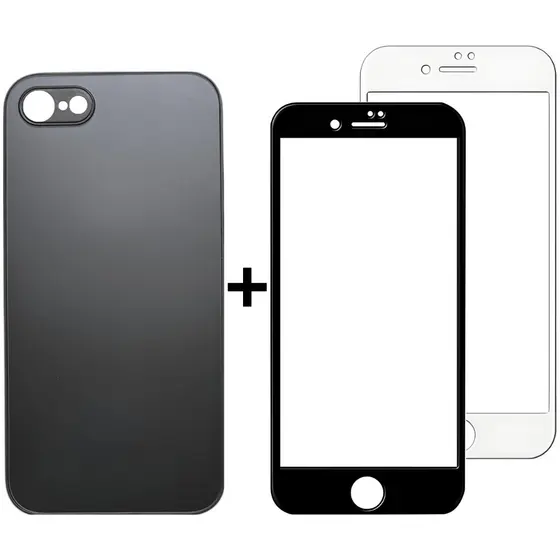 Kit Capinha Vidro Fosco e Película para Iphone 7, Iphone 8 e Iphone SE 2020 2022 Transparente 3D