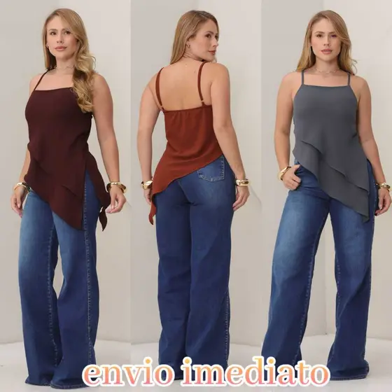 Blusa Regata Feminina Assimétrica Cruzada Com Alça Regulável social luxo