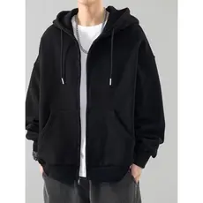 Moletom Blusa Aberto Com Ziper e Capuz de Frio INVERNO LISO