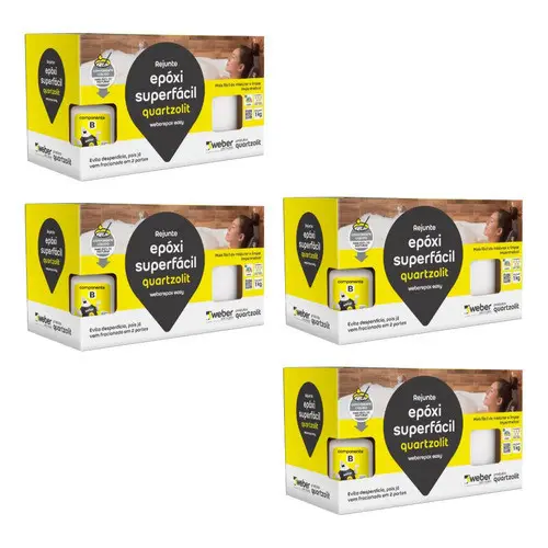 Kit 4 Rejunte Epóxi Super Fácil 1 Kg Impermeável Quartzolit