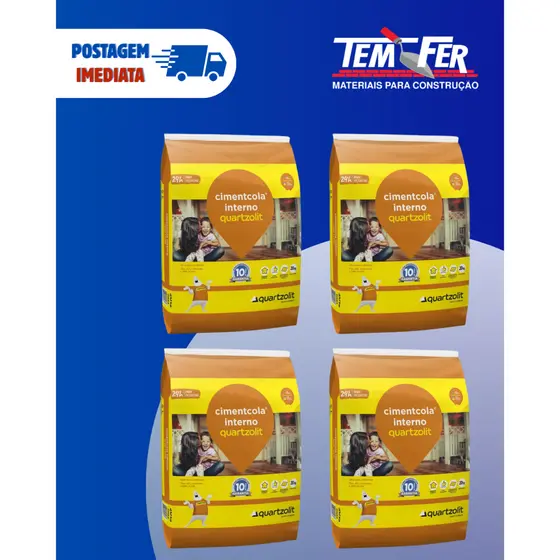 KIT 4 Argamassa ACI Interna Cinza Quartzolit 5kg