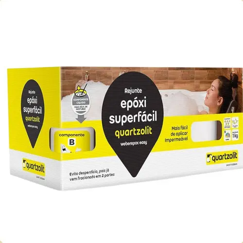 Rejunte Epóxi Super Fácil 1 Kg Impermeável Quartzolit Pisos e Piscinas - Várias cores