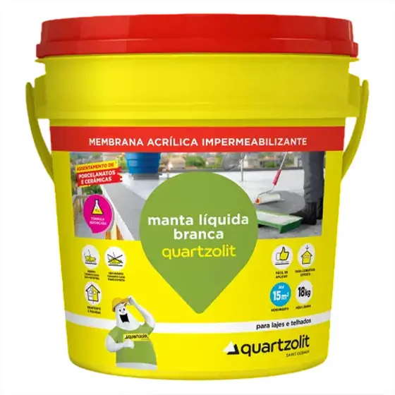 Manta Líquida Emborrachada 18KG Quartzolit - Impermeabilizante Elástico Branca
