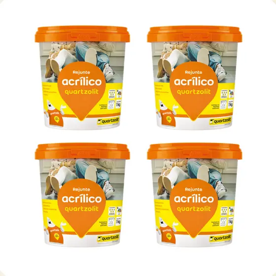 Kit 4 Rejunte Acrílico Diversas Cores Para Paredes e Pisos 1kg Quartzolit