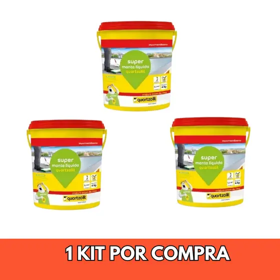 KIT 3 Super Manta Líquida Impermeável Quartzolit Lajes emborrachada uso geral 4kg