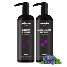 Kit Shampoo Branqueador + Condicionador Blueberry Peluche Pet 500ml Pelos Claros
