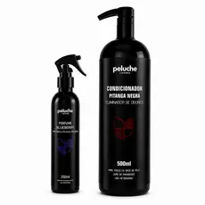 Banho e Tosa Cachorro Condicionador Pet Perfume Blueberry Peluche Kit Pelagem Macia e Perfumada para Cães