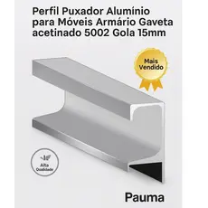 Puxador Móveis Alumínio Armário Gaveta Acetinado 5002 Gola Pauma 15mm