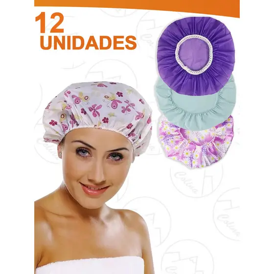 Kit 12 Toucas Para Banho Com Elástico Impermeável Tintura Hidratação Várias Estampas  Nano Shop