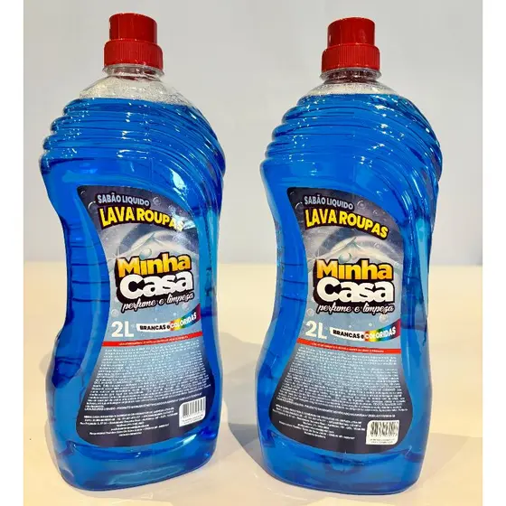 Kit 2 Lava Roupas Sabão Liquido Azul Minha Casa - 4L