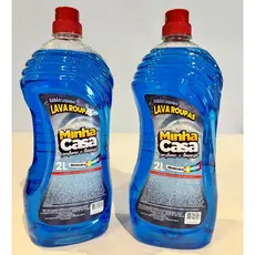 Kit 2 Lava Roupas Sabão Liquido Azul Minha Casa - 4L