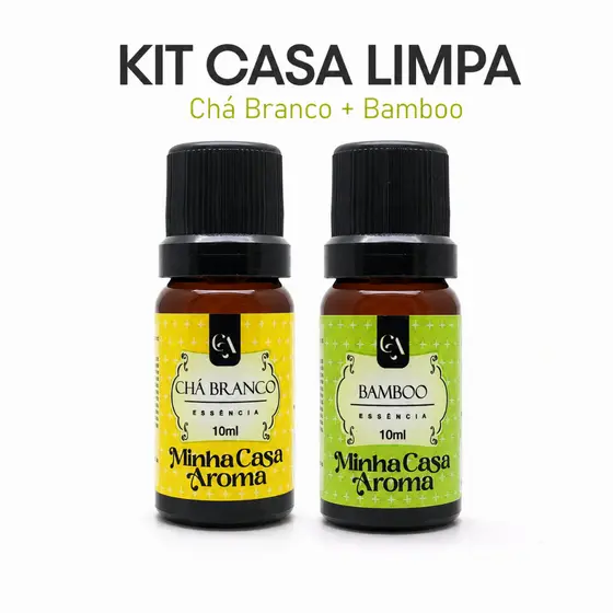 Kit Casa Limpa - 2 Essências Chá Branco e Bamboo 10ml Aromatizador Difusor Aroma Para Casa Quarto Sala Ambiente