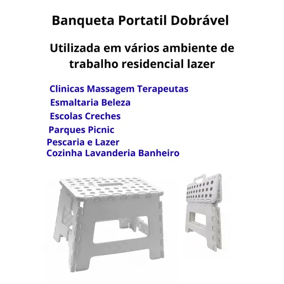 Banco Dobravel Portatil Multiuso Suporta até 150KG plastico resistente.excelente  ver comentarios