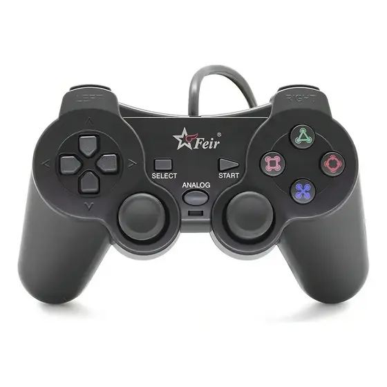 Controle Joystick Feir Fr-201 Com Fio para Play 2 Ps2 Preto