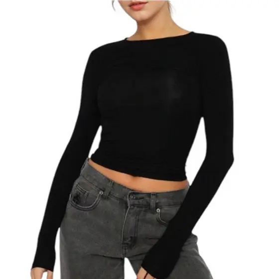 Blusa Manga Longa Feminino SUPLEX  Frio Casual Inverno  foto principal PRETO