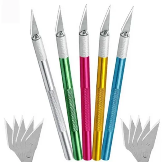 Estilete De Precisão Bisturi Corte C/ 5 Laminas Profissional