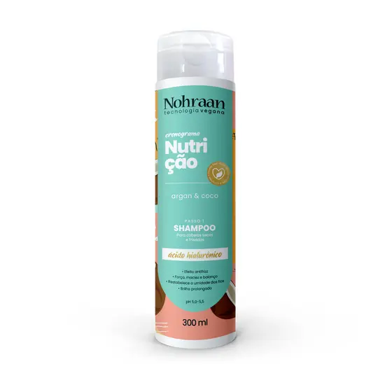 Shampoo Nohraan Nutrição 300ml Para Cabelos Secos e Frisados