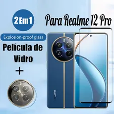 Película Realme 12 Pro 5G 2 Em 1 Protetor De Tela De Vidro Temperado Para 12 11 Plus 5G Filme E Lente De Câmera