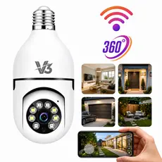 Câmeras de segurança a Prova D'água sem fio Wifi  360 full HD visão notturna Camera Lâmpada com app