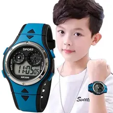 Relógio digital infantil masculino e feminino esportivo com luz LED