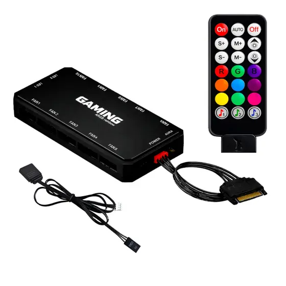 Controladora Gaming Master Hub PC Gamer Black | Led ARGB 5v 6 Pinos | C/ Controle