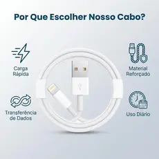 Cabo de Lighting USB de Carregamento Rápido/Dados de 1m/2m para iPhone