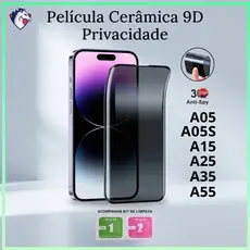 Pelicula de Ceramica 9D Privacidade Anti Spy Para Samsung A05 A05S A15 A25 A35 A55