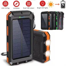 Power Bank Solar 10000mAh Carregador Portátil Bateria Externa Para Xiaomi Android IOS Tipo-C Carreg