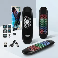 Mini Controle Air Mouse 2.4GHz Sem Fio com Teclado LED para Smart TV Android PC
