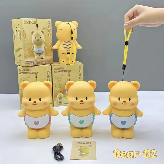 🐻🎵 Caixa de Som Bluetooth Portátil Urso – Rádio FM, Cartão TF e Som Estéreo
