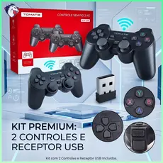 Kit 2 Controles Sem Fio Tomate MAY-004 2.4G Manete PC TV Box Receptor USB Alta Precisao