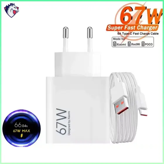 Carregador Turbo 67W Tipo-C Alta Potência  Carregamento Super Rápido Segur  Compatível Android