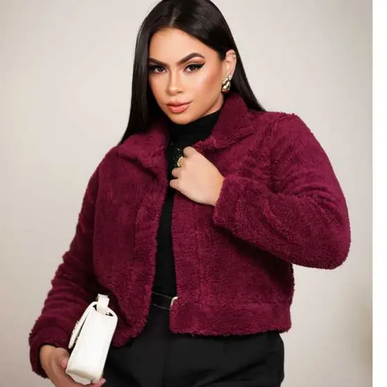 Casaco Teddy Feminino Peluciado Inverno Quentinho Jaqueta Sherpa Moda 2026