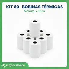 Bobinas Térmicas 57mm x 15m (60 Unid.) SUPER ATACADO p/ Moderninha Cielo SumUp