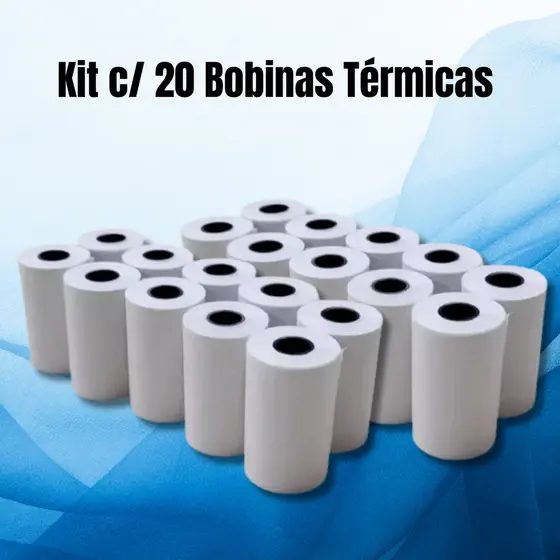 Kit com 20 Bobinas Térmicas Para Maquinas de Cartão e Impressoras Portáteil Bluetooth