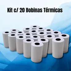 Kit com 20 Bobinas Térmicas Para Maquinas de Cartão e Impressoras Portáteil Bluetooth