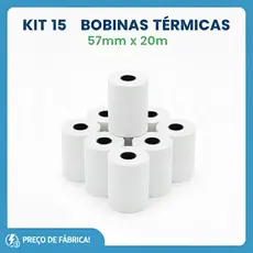 Kit 15 Bobinas Térmicas 57mmx20m ATACADO p/ Moderninha Cielo SumUp Impressora Portatil