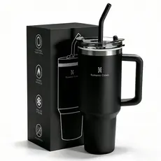 ROMANTIC CROWN Copo Térmico Inox Portátil 1200ml/600ml com Tampa e Canudo Garrafa Térmica Inoxidável