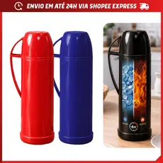 Garrafa Térmica 450 ml Santiago Ampola de Vidro Proteção Dupla Café Chá Bebidas Quentes e Frias