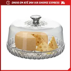 Queijeira Plástico Incolor Glamour Acrílica Queijo Doces Guloseimas Decorada Diamante Plasútil