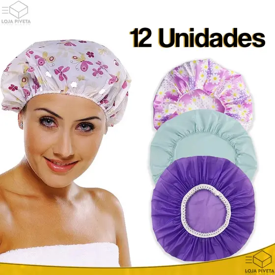Kit 12 Toucas Para Banho Com Elástico Impermeável Tintura Hidratação Várias Estampas
