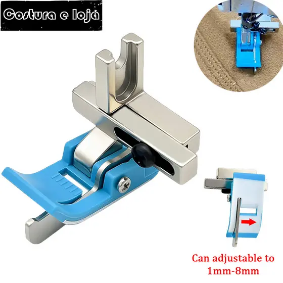 【Promoção】Calcador Guia De Borda Ajustável Com Largura De 1-8mm # KT-18 Calcador Para Máquinas De Costura Industriais