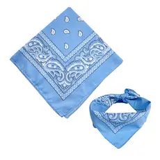 Bandana Azul Claro Lenço Estampado Azul Bebê Moda Rock Máscara