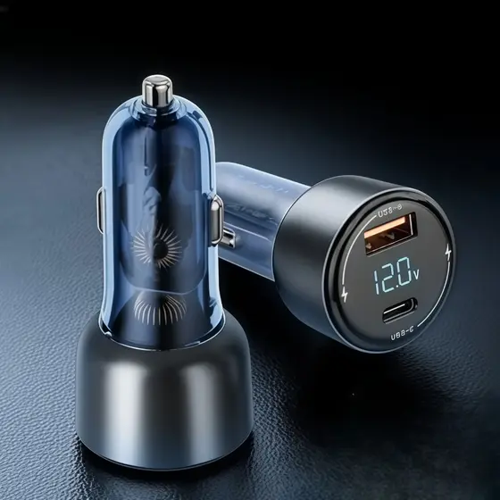 Carregador Veicular Turbo LED 38W Carregador USB e Tipo C -J3