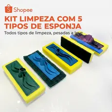 Kit 5 Esponjas para Cabo (Sem Cabo) – Limpa Vidro, Passa Cera, Pesada, Azulejo e Limpa e Seca