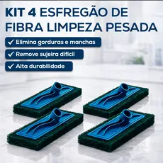 Kit 4 Esfregão Fibra Limpeza Pesada com Suporte Cabo Esfregão Profissional para Pisos Áreas Externas