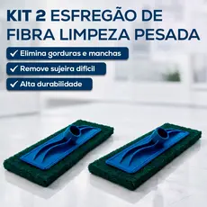 Kit 2 Esfregão Fibra Limpeza Pesada com Suporte Cabo Esfregão Profissional para Pisos Áreas Externas